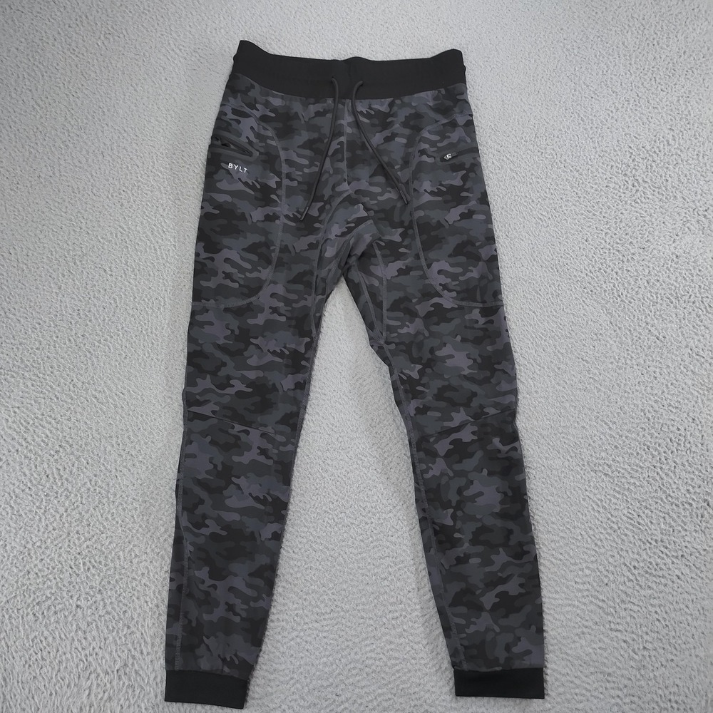 BYLT Elite + Jogger Pants Mens Medium Gray Camo Athletic Stretch Performance